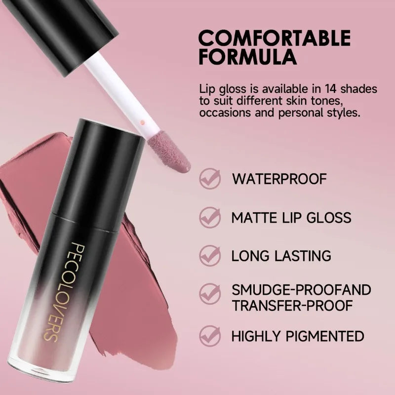 14-Color Long-Lasting Waterproof Matte Lip Gloss