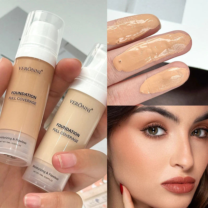 Lightweight Foundation & Concealer Set with Brush – Long-Lasting Full Coverage
