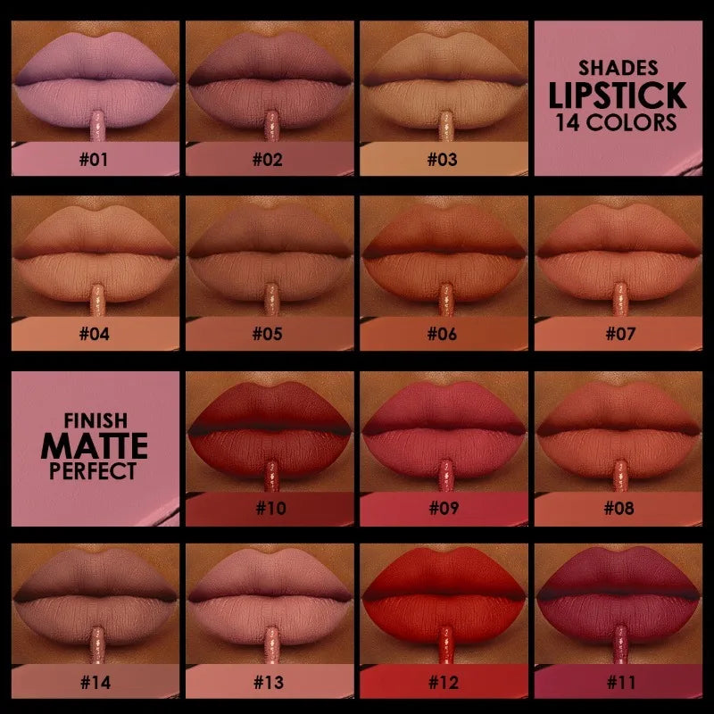 14-Color Long-Lasting Waterproof Matte Lip Gloss
