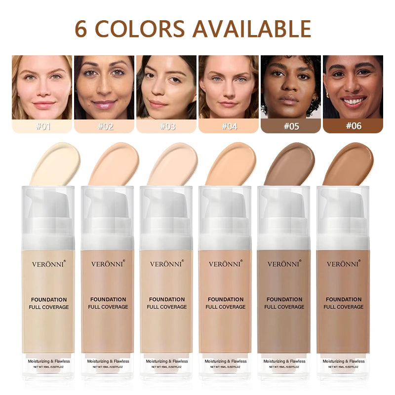 Lightweight Foundation & Concealer Set with Brush – Long-Lasting Full Coverage
